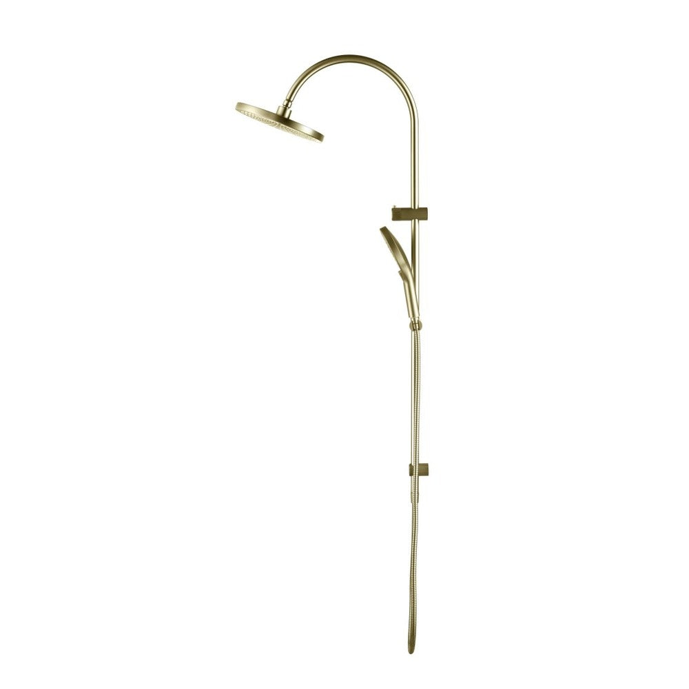 Mica Fluted Gooseneck Dual Shower Rail - French Gold