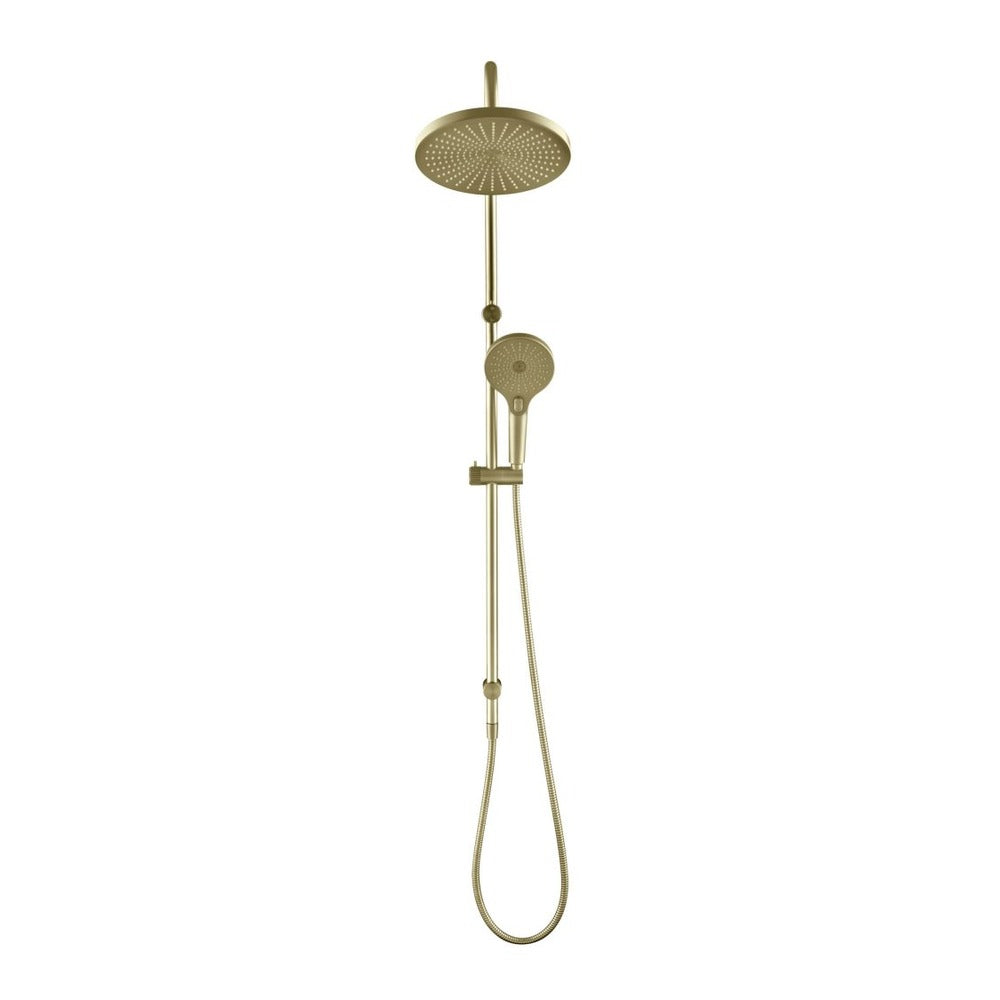 Mica Fluted Gooseneck Dual Shower Rail - French Gold
