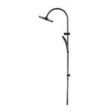 Mica Fluted Gooseneck Dual Shower Rail in Gunmetal - close-up detail view