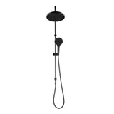 Mica Fluted Gooseneck Dual Shower Rail in Gunmetal - side profile view