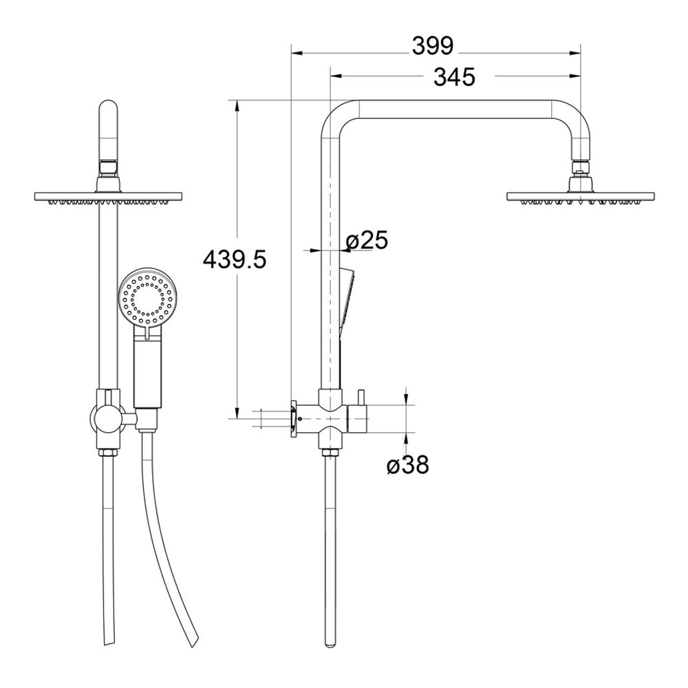Mica Half-Rail Shower - Chrome