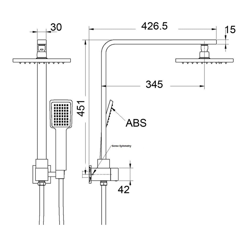 Deko Half-Rail Shower - Chrome