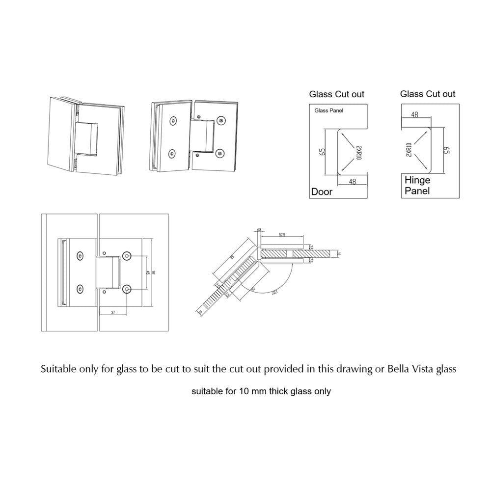 Shower Screen Hinge 135 Degrees - Chrome