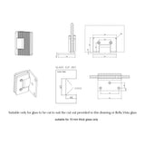 Shower Screen Hinge - Fluted - Glass To Wall - Black