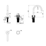 Mica Fluted Gooseneck Hob Basin Mixer Set - Black