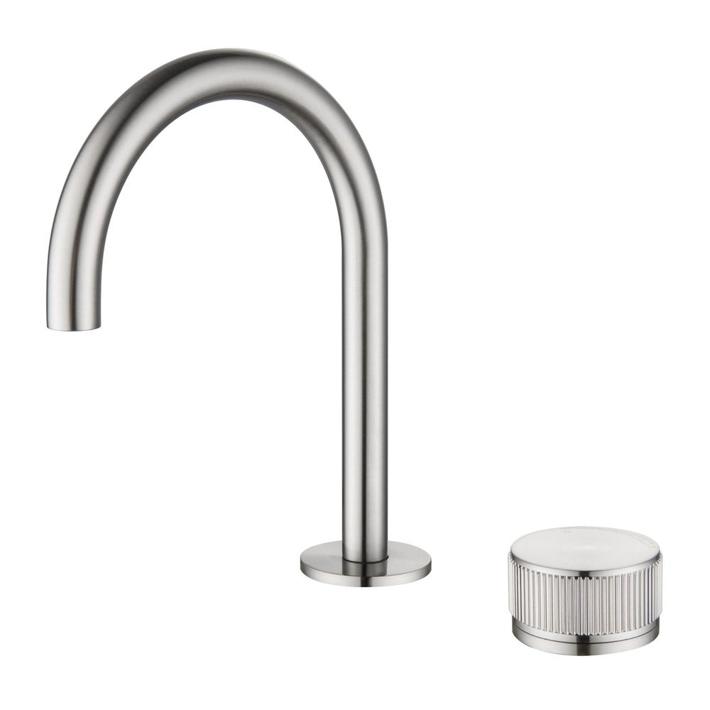 Mica Fluted Gooseneck Hob Basin Mixer Set