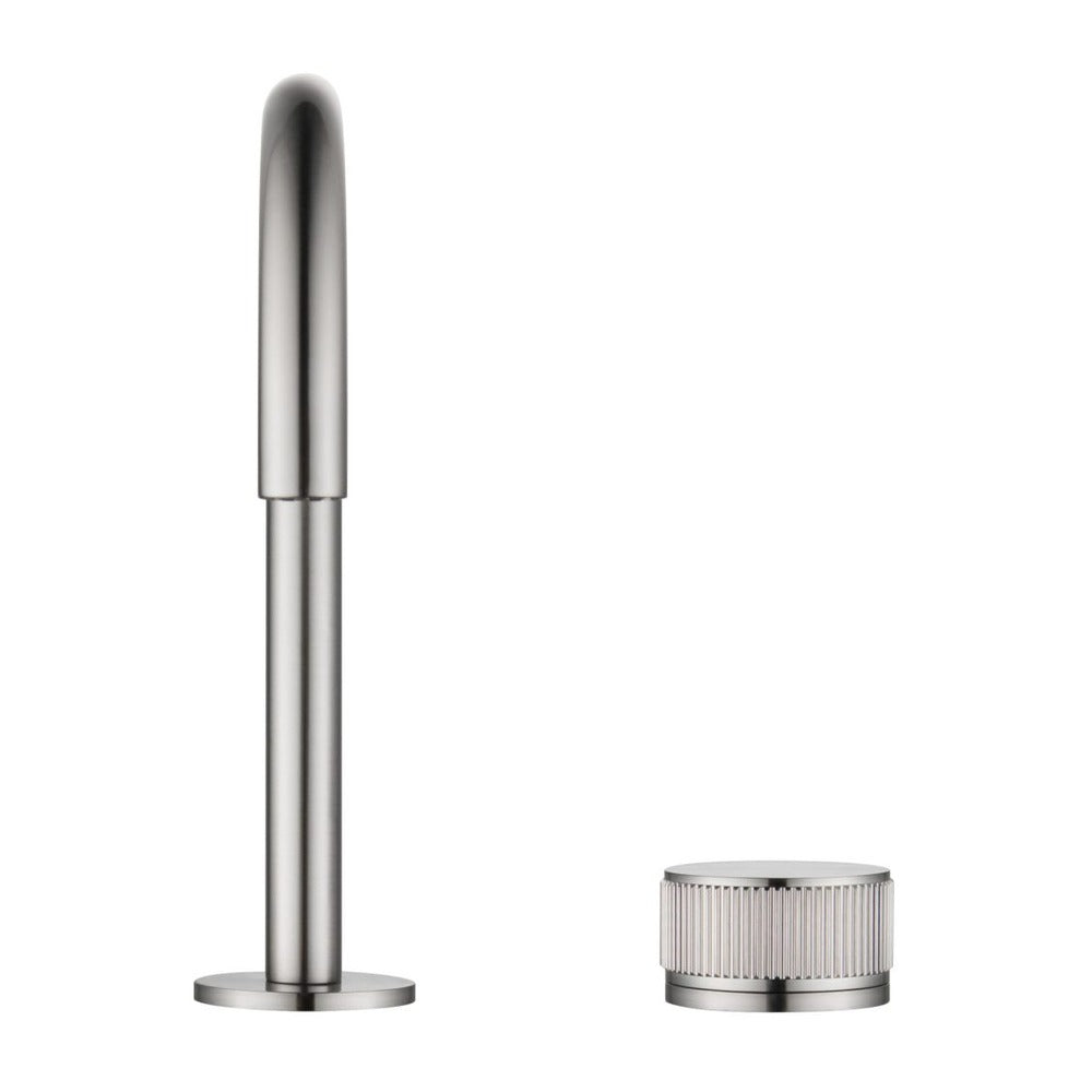 Mica Fluted Gooseneck Hob Basin Mixer Set - Brushed Nickel