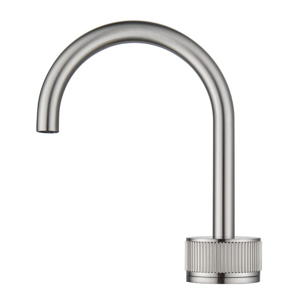 Mica Fluted Gooseneck Hob Basin Mixer Set - Brushed Nickel
