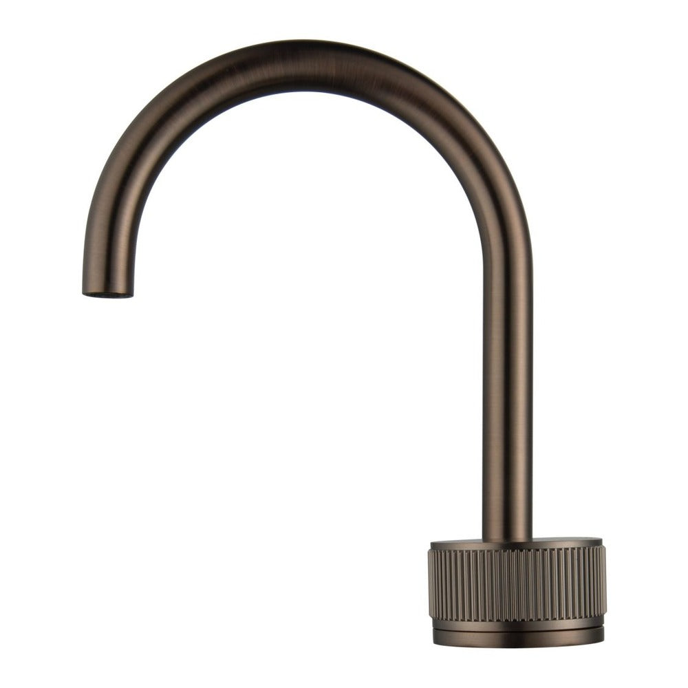 Mica Fluted Soft-Square Hob Basin Mixer Set - Dusk Bronze