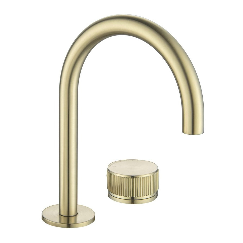 Mica Fluted Soft-Square Hob Basin Mixer Set - French Gold