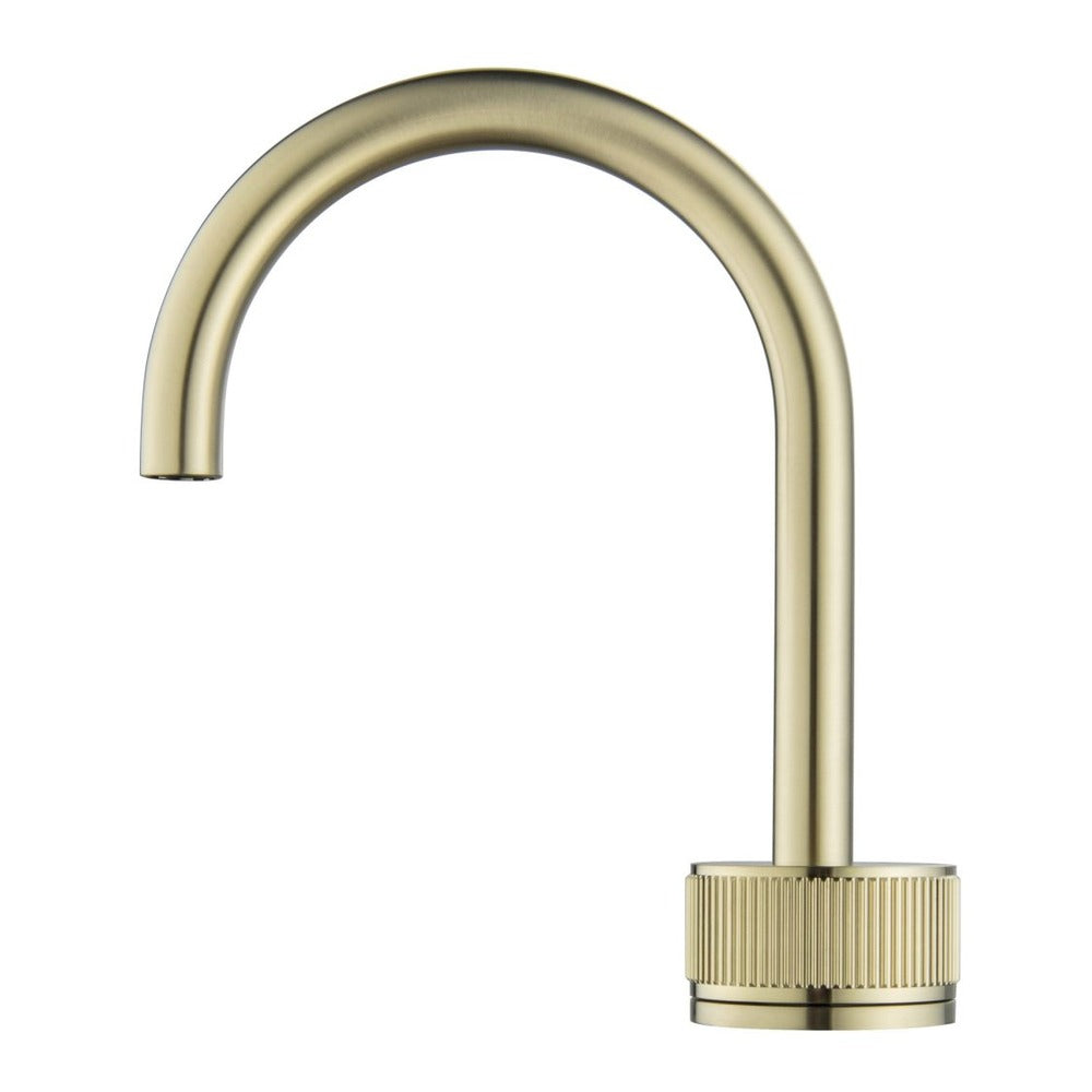 Mica Fluted Soft-Square Hob Basin Mixer Set - French Gold
