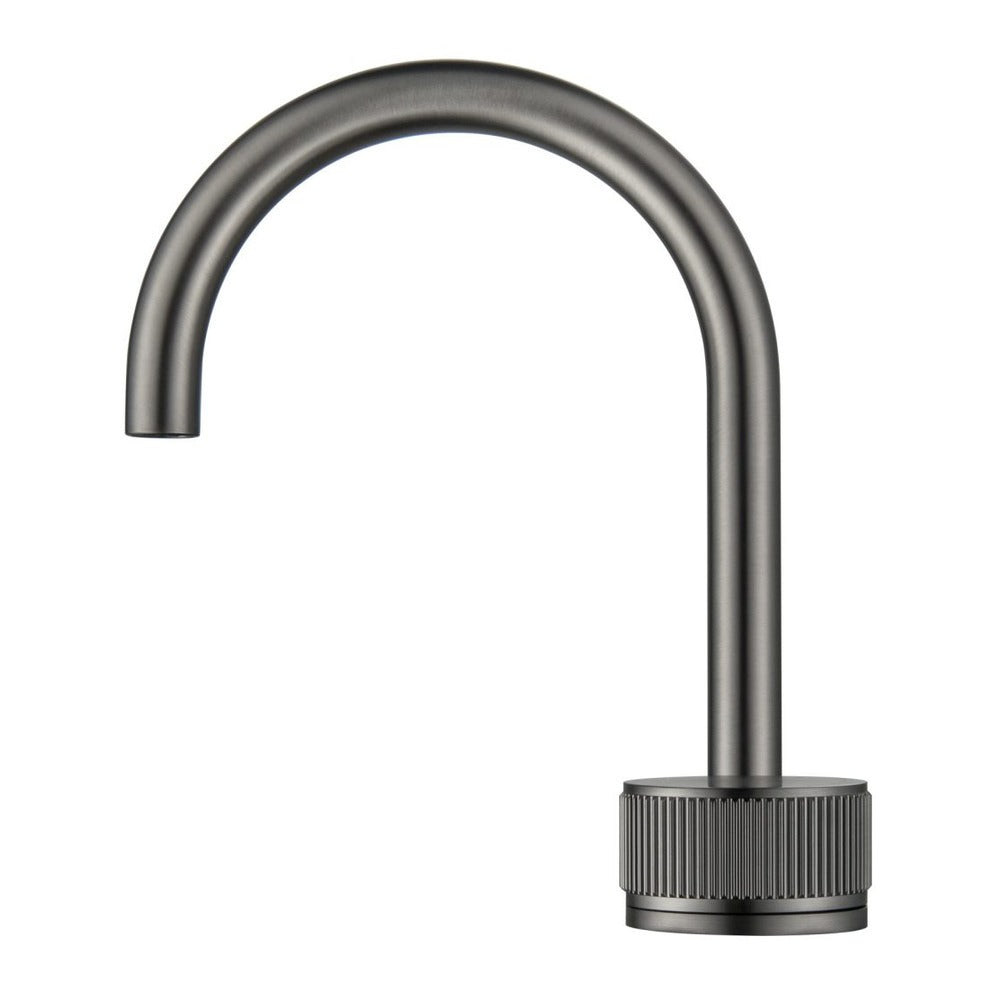 Mica Fluted Soft-Square Hob Basin Mixer Set - Gunmetal