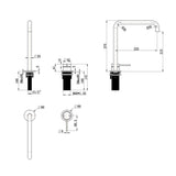 Mica Soft-Square Hob Sink/Basin Mixer Set - Chrome