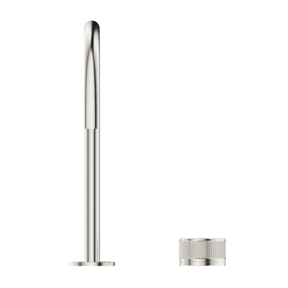 Mica Fluted Gooseneck Hob Sink/Basin Mixer Set - Brushed Nickel