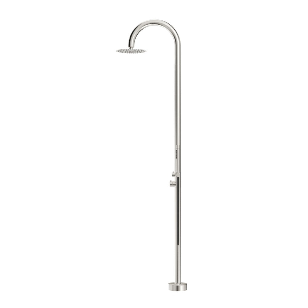 Mica Gooseneck Freestanding Outdoor Shower - Brushed Nickel
