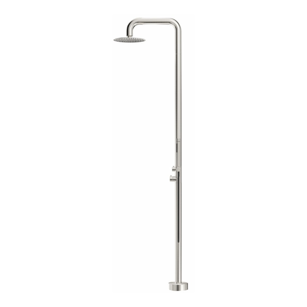 Mica Soft Square Freestanding Outdoor Shower - Brushed Nickel