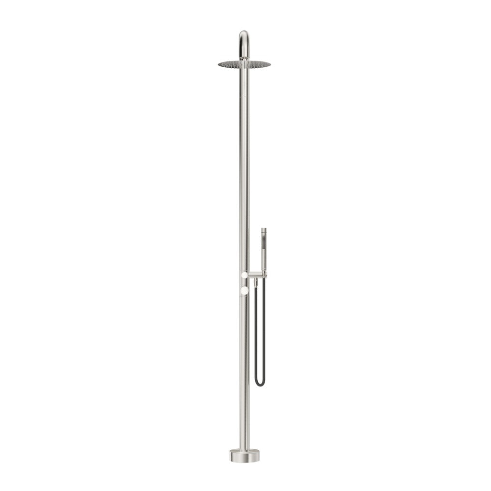 Mica Soft Square Freestanding Outdoor Shower - Brushed Nickel