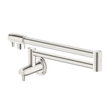 Mica Heritage Pot Filler in Brushed Nickel - side profile view
