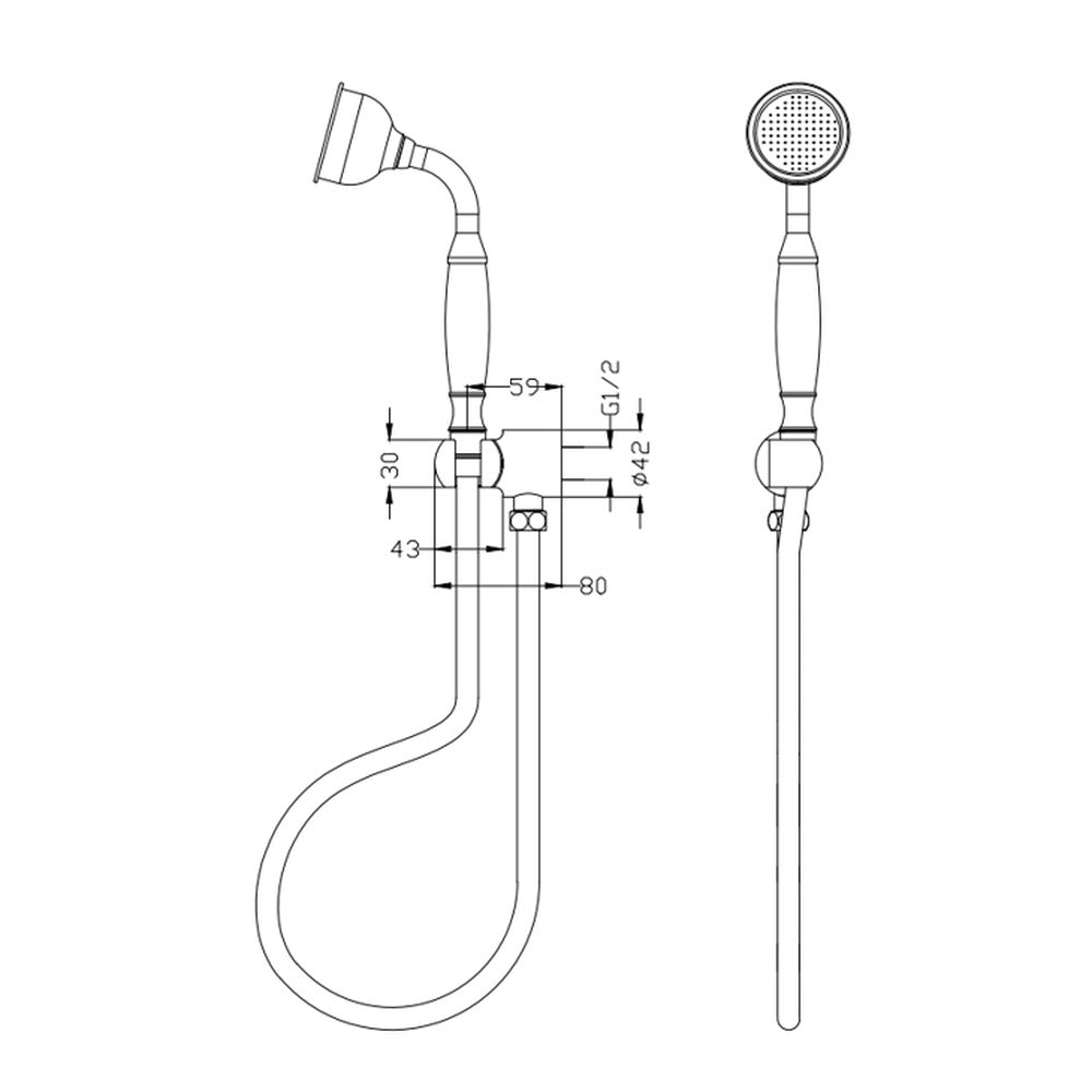 Mica Heritage Hand Shower in Chrome - side profile view