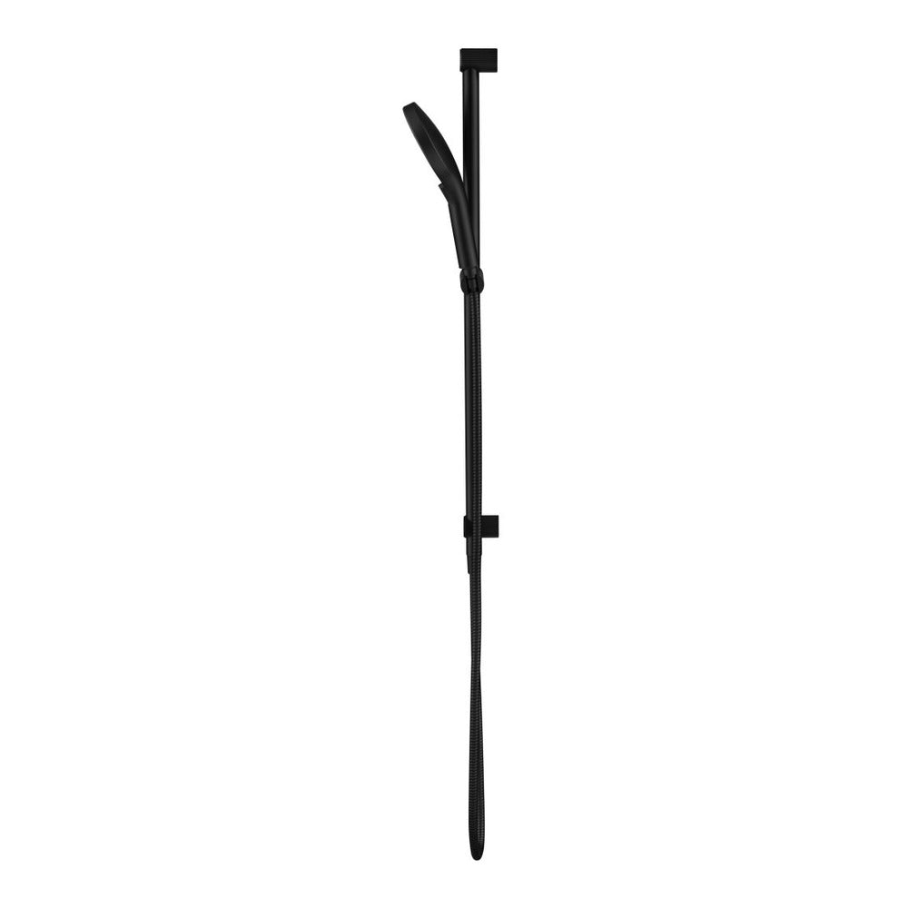Mica Fluted Shower Rail - Inbuilt Inlet in Black - angled product view