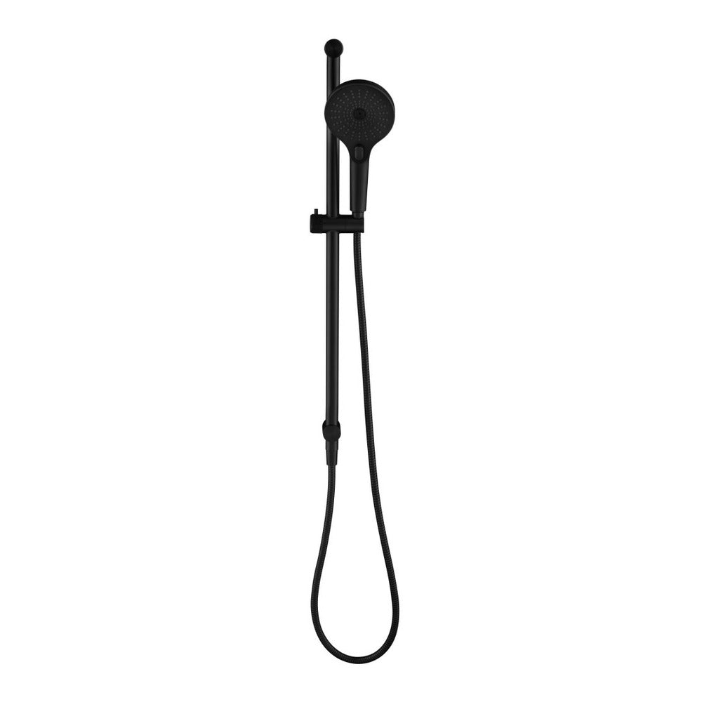 Mica Fluted Shower Rail - Inbuilt Inlet - Black