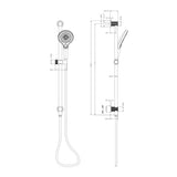 Mica Fluted Shower Rail - Inbuilt Inlet in Black - alternative product view