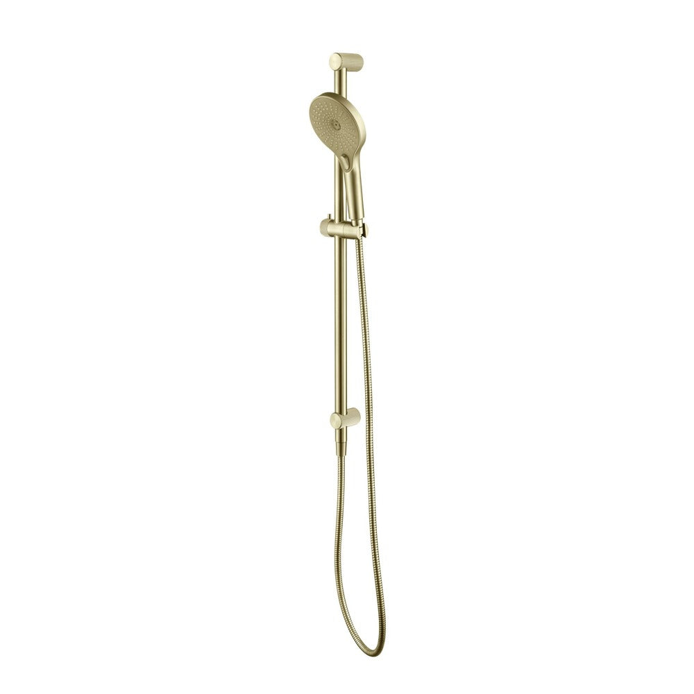 Mica Fluted Shower Rail - Inbuilt Inlet in French Gold - rear mounting detail