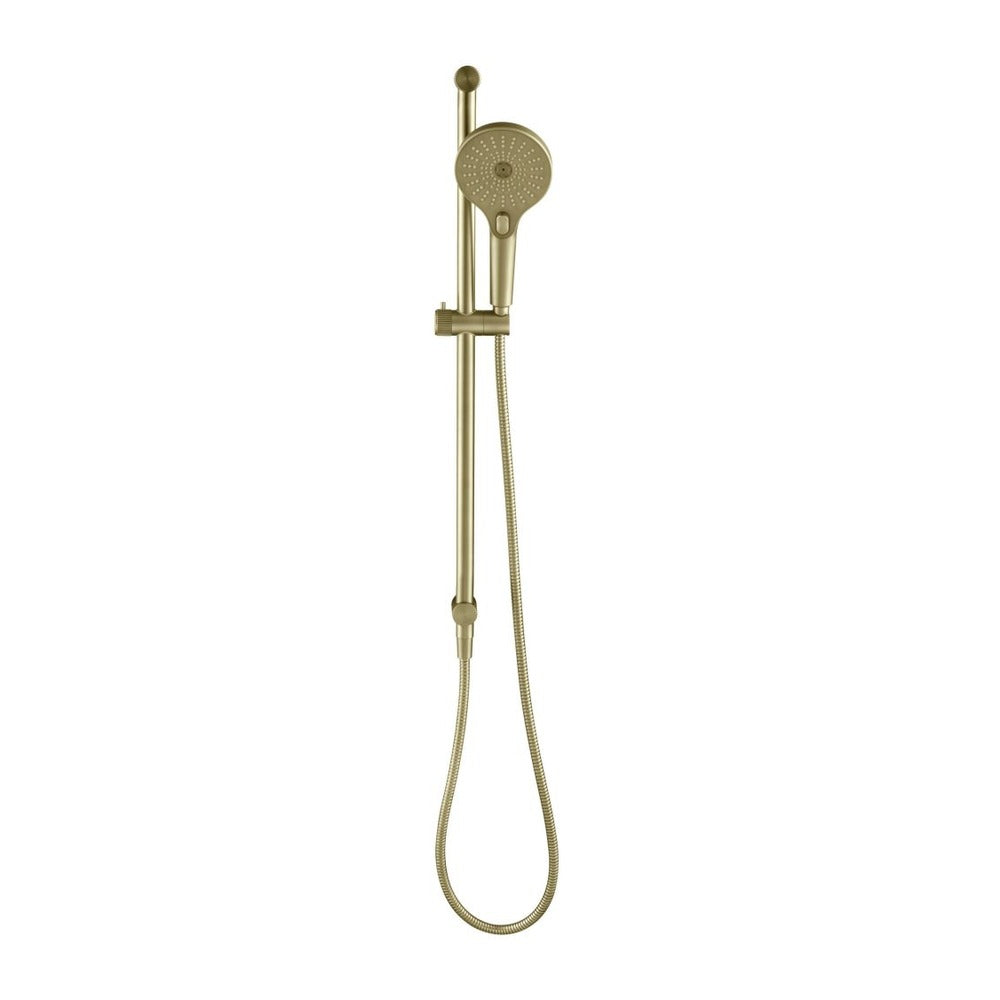 Mica Fluted Shower Rail - Inbuilt Inlet in French Gold - full product view