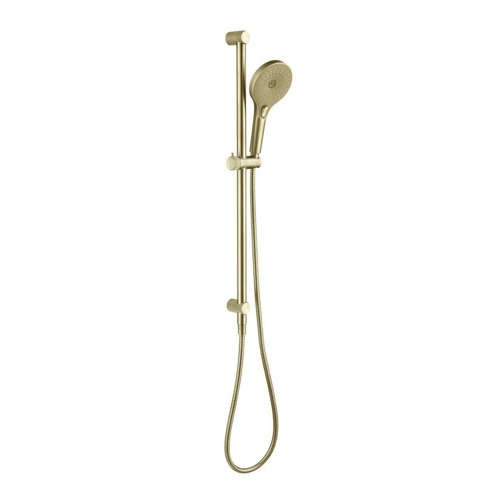 Mica Fluted Shower Rail - Inbuilt Inlet - French Gold
