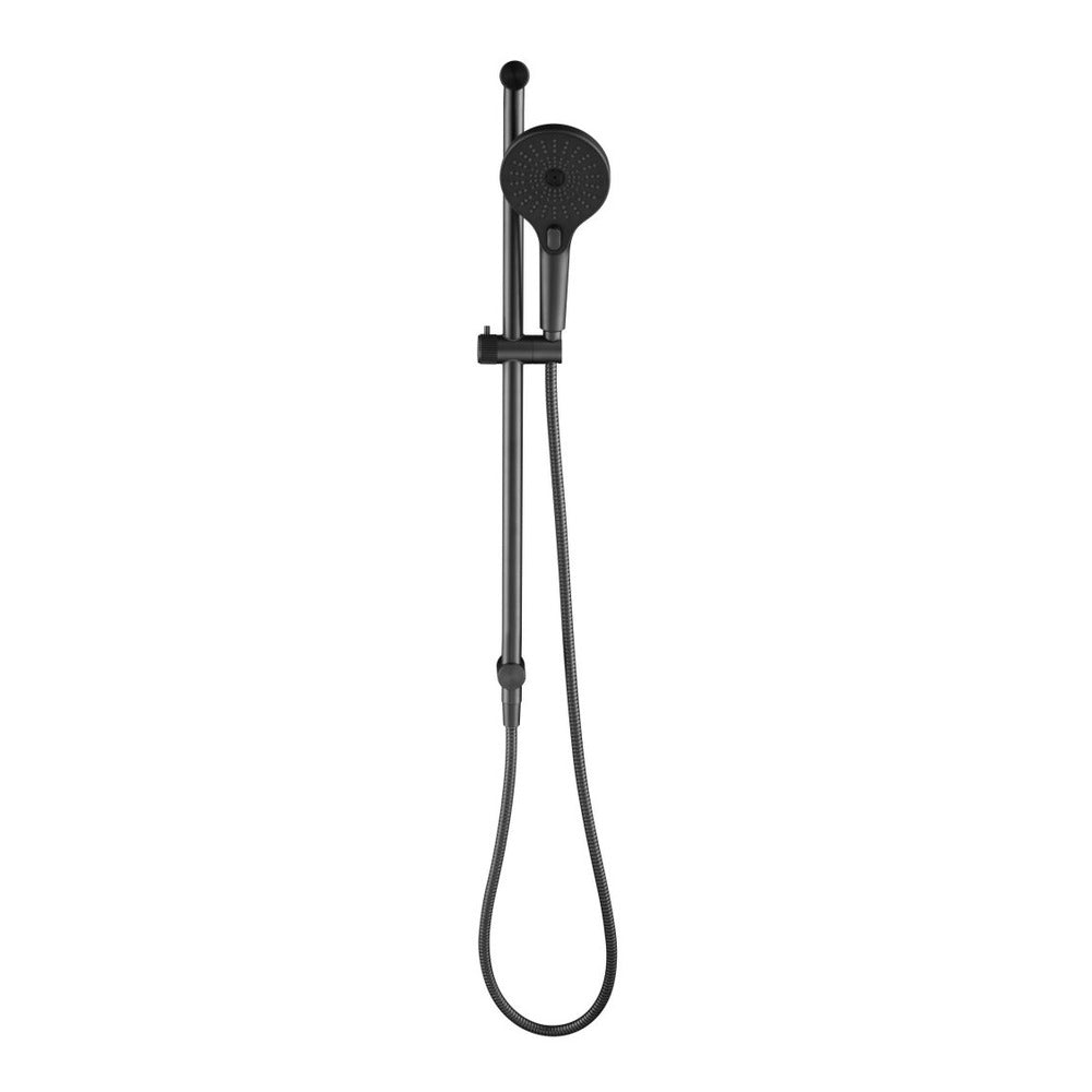 Mica Fluted Shower Rail - Inbuilt Inlet in Gunmetal - side profile view