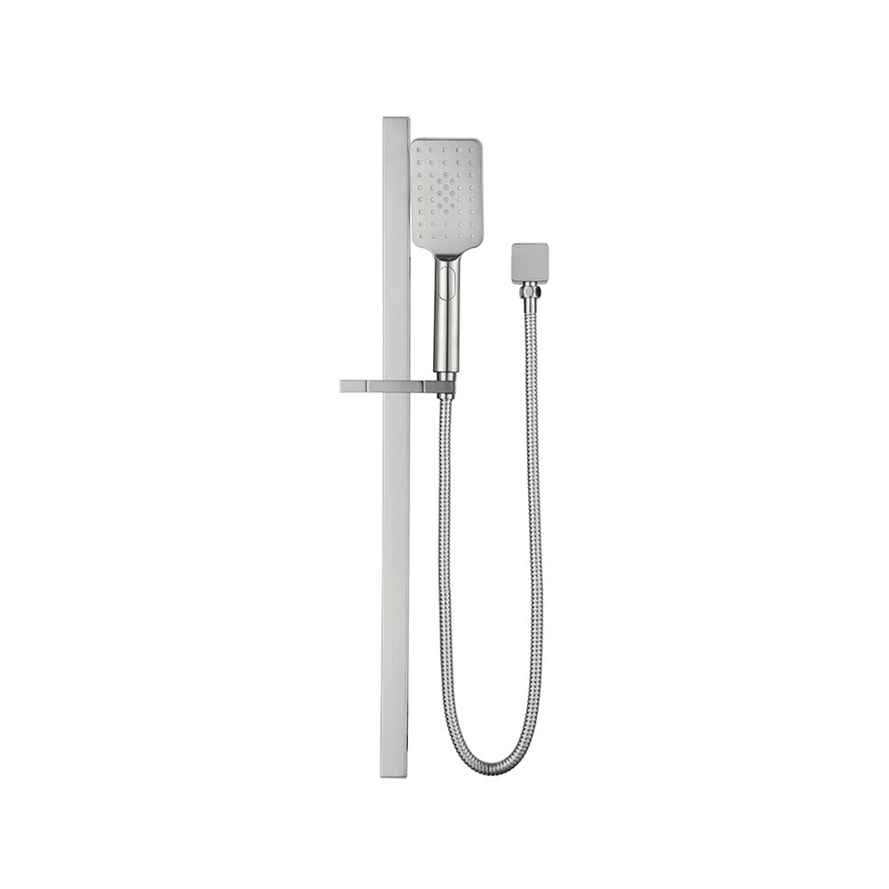 Cresta Single Shower Rail in Brushed Nickel - side profile view