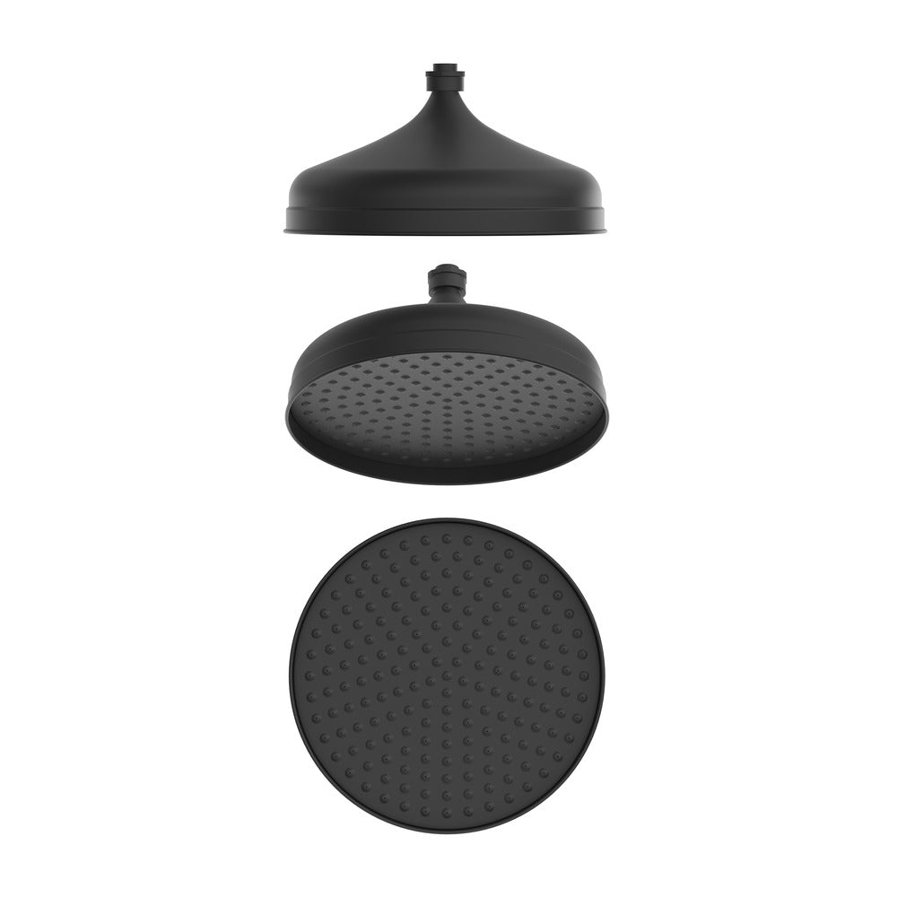Mica Heritage Shower Head in Black - rear mounting detail