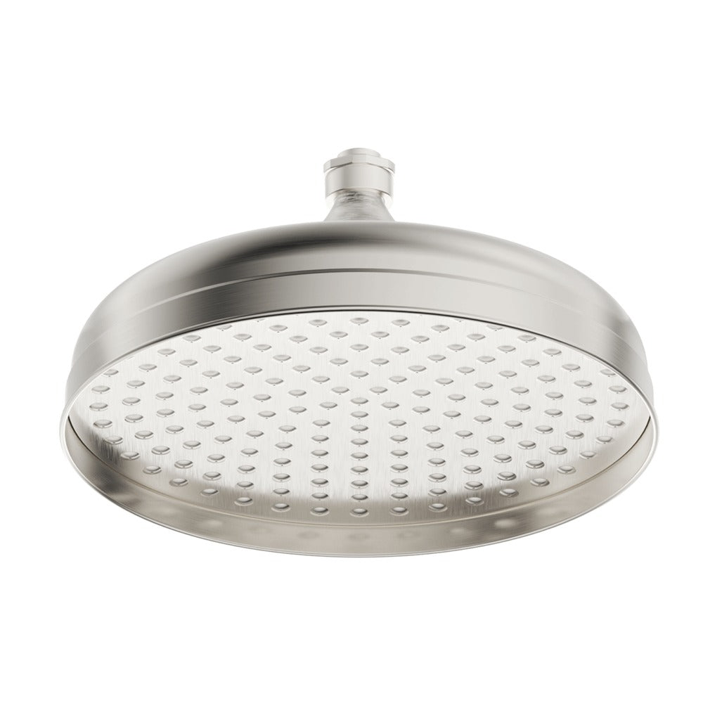 Mica Heritage Shower Head in Brushed Nickel - side profile view