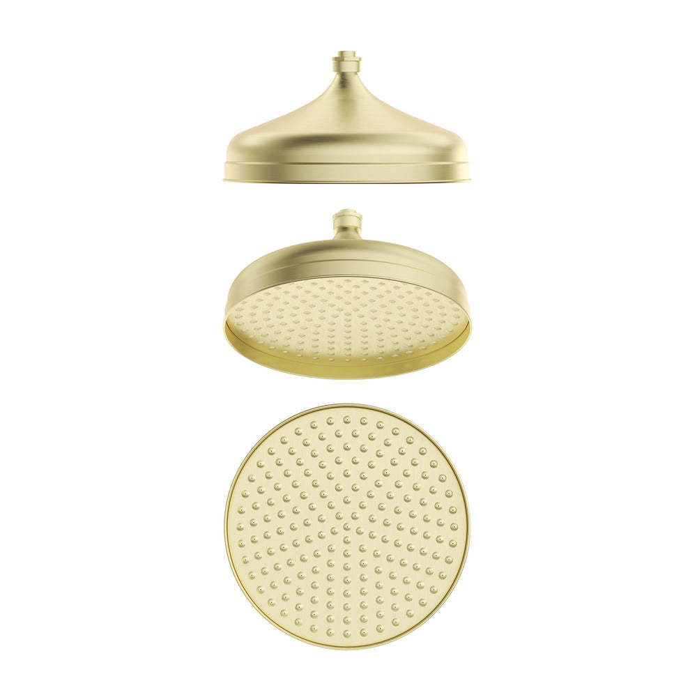 Mica Heritage Shower Head in French Gold - rear mounting detail