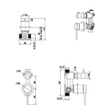 Mica Shower Mixer Diverter - 2P - TRIM KIT ONLY - Chrome