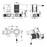 Mica Fluted Shower Mixer Diverter - Sideways in Black - angled product view