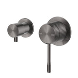 Mica Fluted Shower Mixer Diverter - Sideways in Gunmetal - side profile view