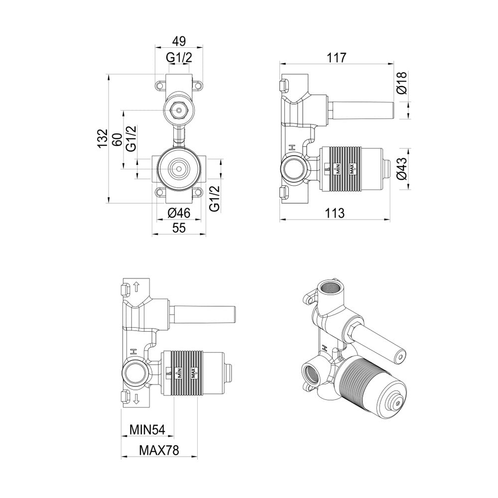 Lantra Shower Mixer Diverter - BODY ONLY - N/A