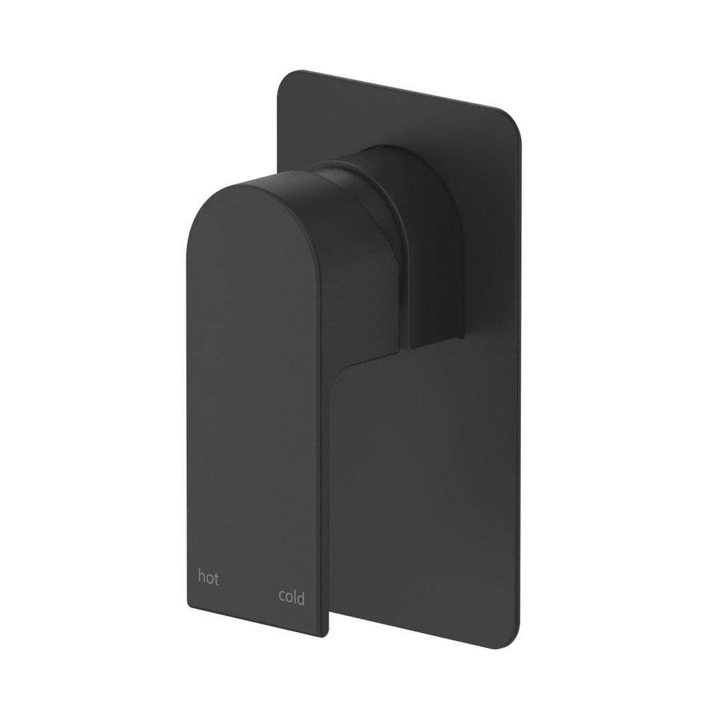 Beki Shower Mixer - Square Plate - TRIM KIT ONLY in Black - rear mounting detail