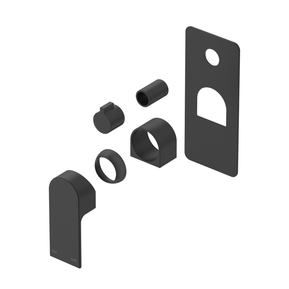 Beki Shower Mixer - Square Plate - TRIM KIT ONLY in Black - finish and profile close-up