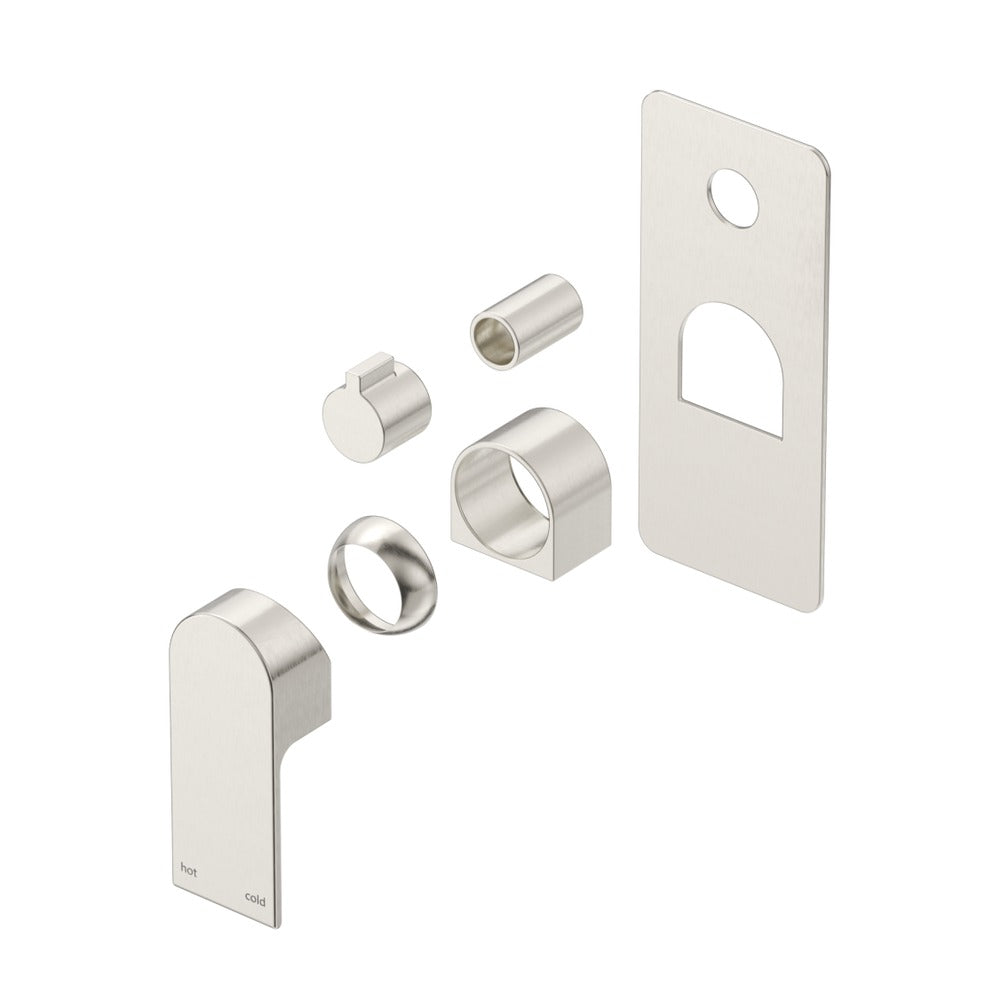 Beki Shower Mixer - Square Plate - TRIM KIT ONLY in Brushed Nickel - close-up detail view