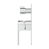 Beki Shower Mixer Diverter - 1P - TRIM KIT ONLY in Chrome - side profile view