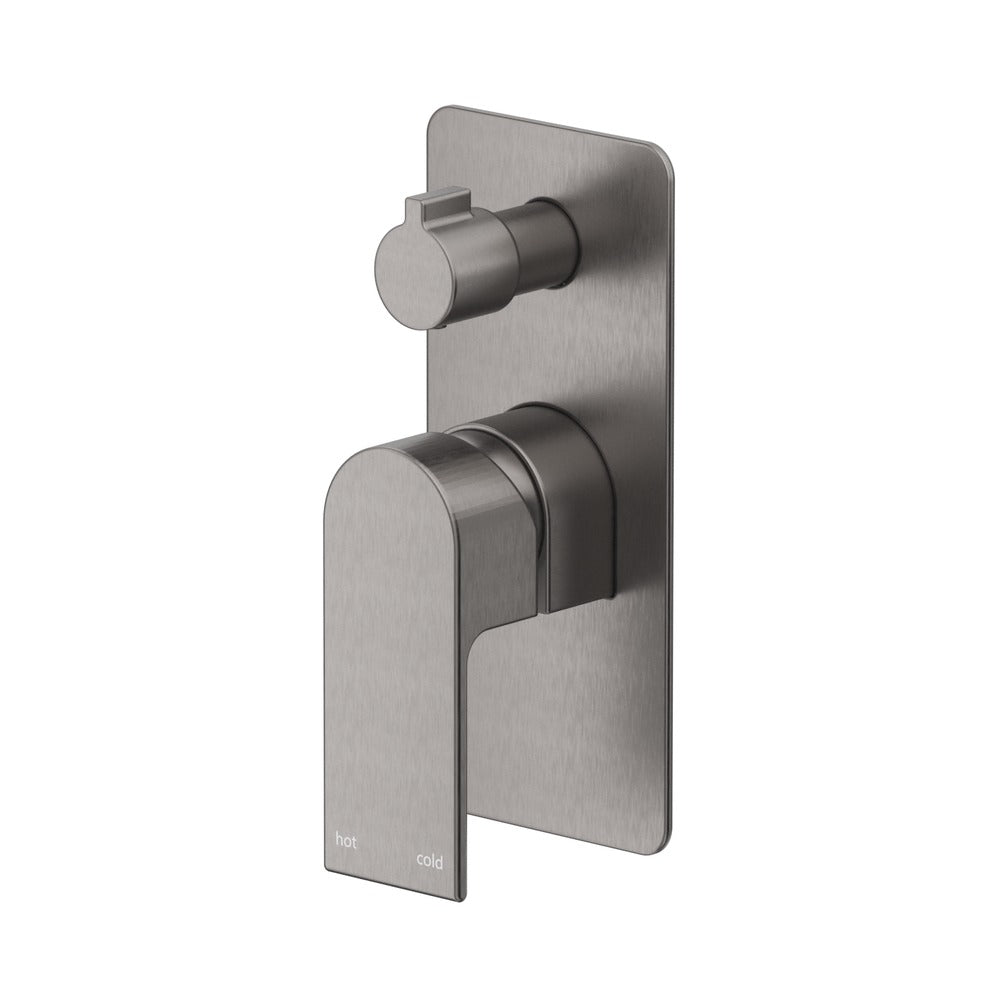 Beki Shower Mixer Diverter - 1P - TRIM KIT ONLY in Gunmetal - rear mounting detail