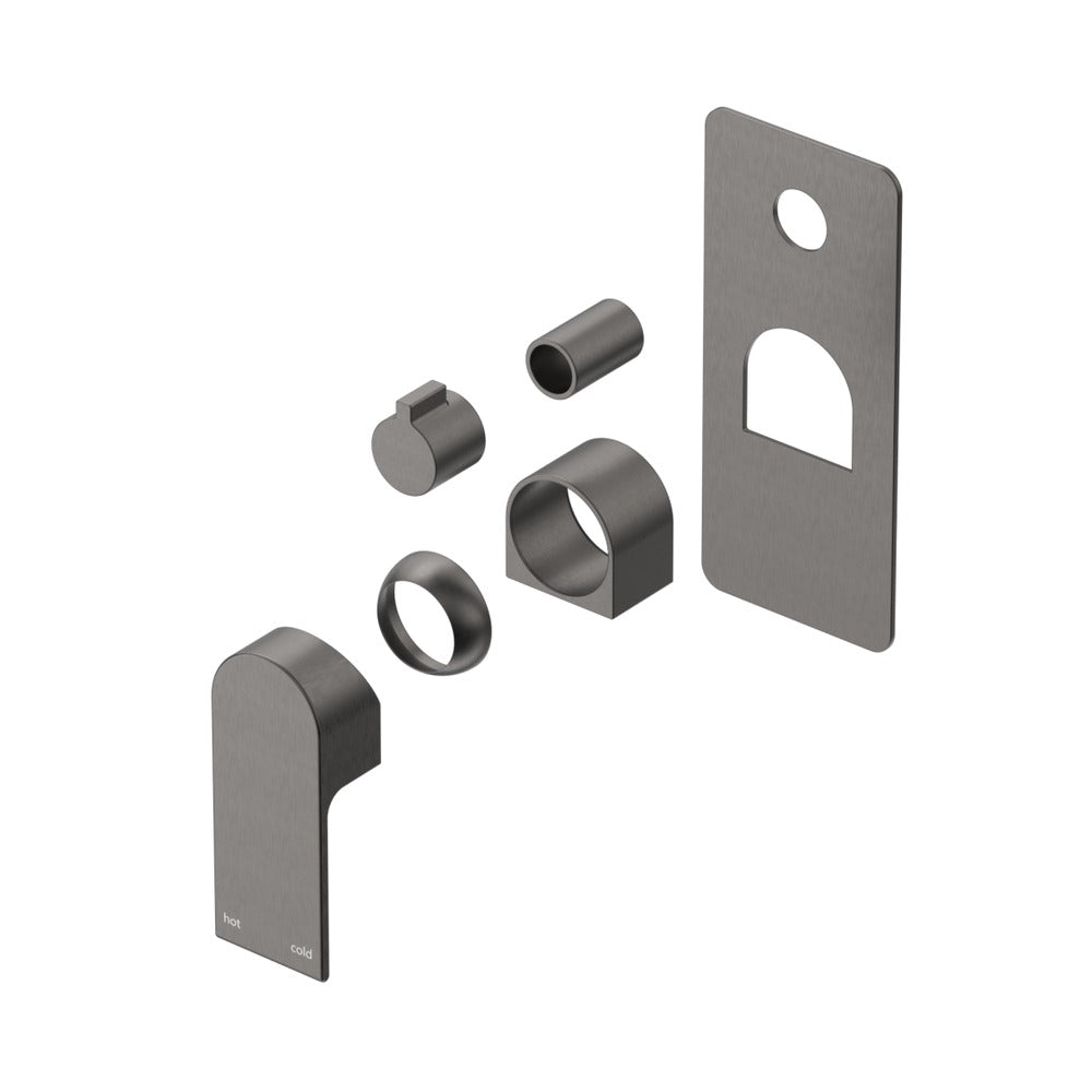 Beki Shower Mixer Diverter - 1P - TRIM KIT ONLY in Gunmetal - finish and profile close-up