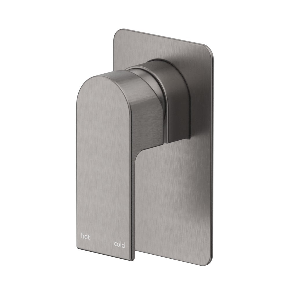 Beki Shower Mixer - Square Plate - TRIM KIT ONLY in Gunmetal - rear mounting detail