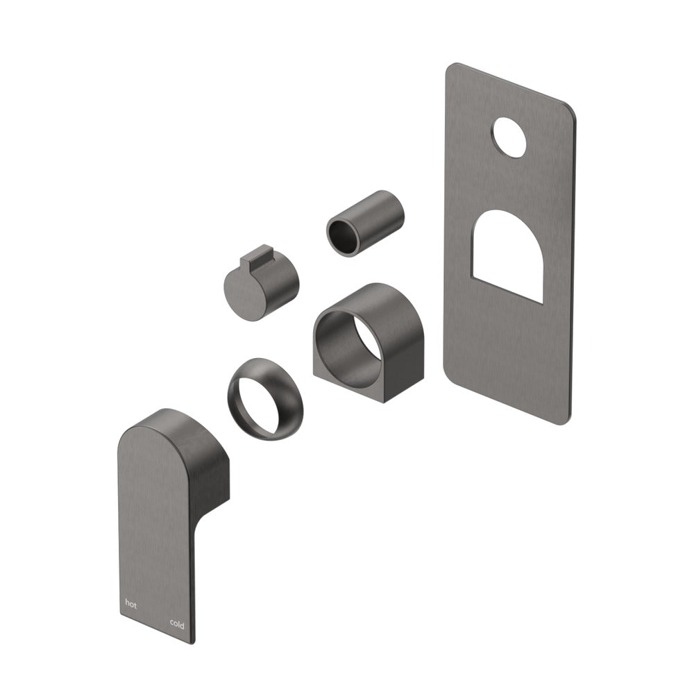 Beki Shower Mixer - Square Plate - TRIM KIT ONLY in Gunmetal - finish and profile close-up