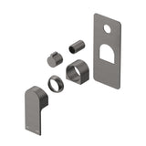 Beki Shower Mixer - Square Plate - TRIM KIT ONLY in Gunmetal - finish and profile close-up