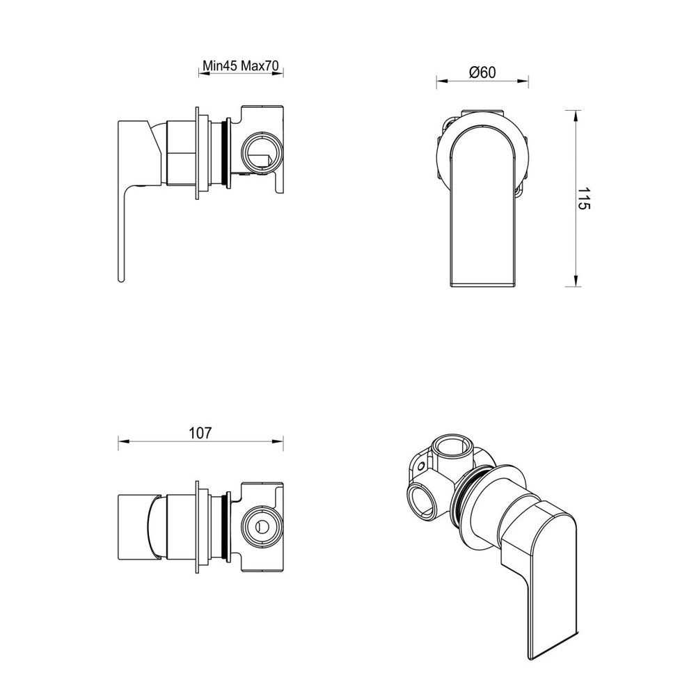 Eleniko Shower Mixer - TRIM KIT ONLY - Chrome