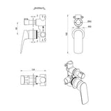Kaza Shower Mixer Diverter - 2P - TRIM KIT ONLY - Chrome