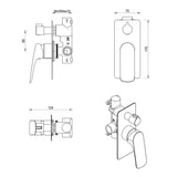 Kaza Shower Mixer Diverter - 1P - TRIM KIT ONLY - Chrome